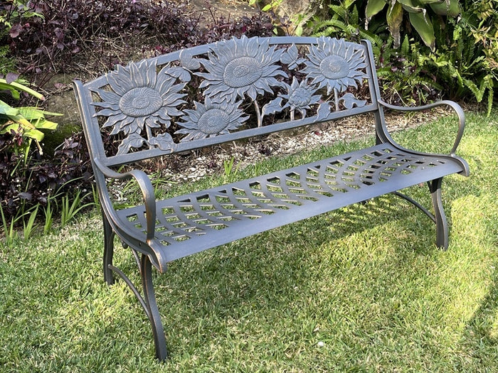 Cast Iron Bench - Sunflower