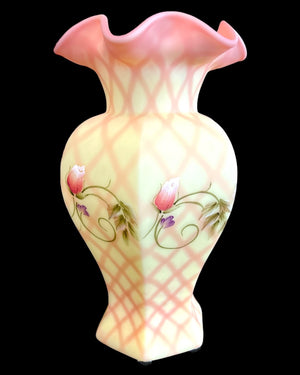 Fenton Burmese Glass Adoration Rose Vase - glows