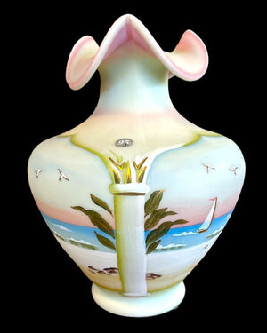 Fenton Burmese Glass Coastal Waters Lotus Mist Vase-Connoisseur 95th Anniversary