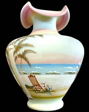 Fenton Burmese Glass Coastal Waters Lotus Mist Vase-Connoisseur 95th Anniversary