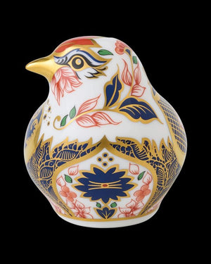 Royal Crown Derby Old Imari Solid Gold Band Goldfinch Paperweight