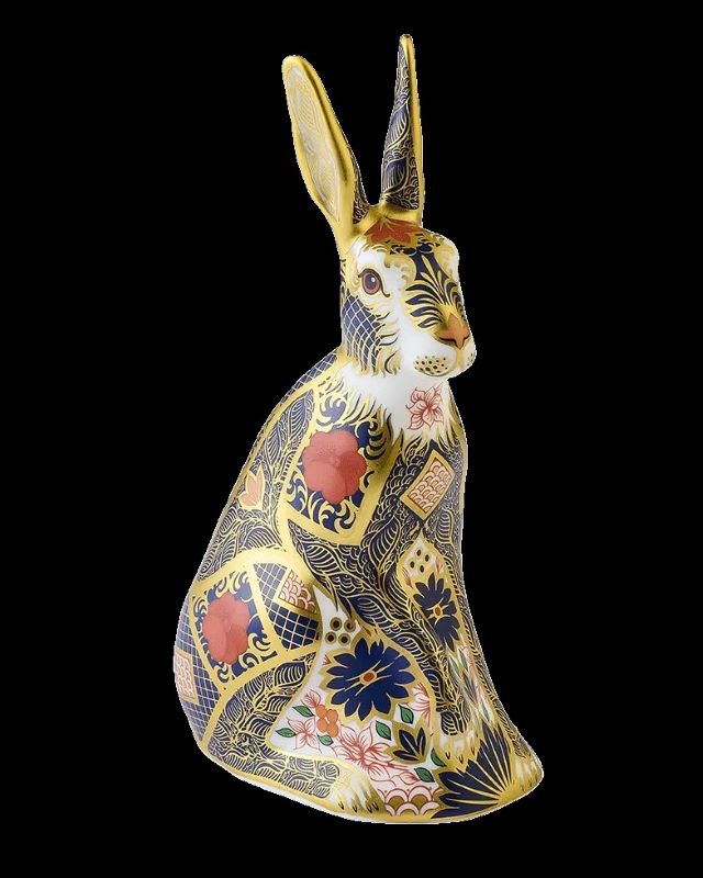 Royal Crown Derby Old Imari Solid Gold Band Hare Paperweight