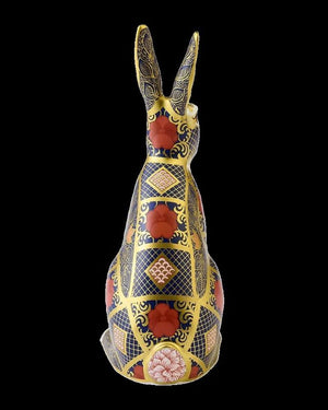 Royal Crown Derby Old Imari Solid Gold Band Hare Paperweight