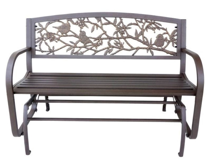 Tube Steel-Cast Iron Rocking Bench - Garden Birds