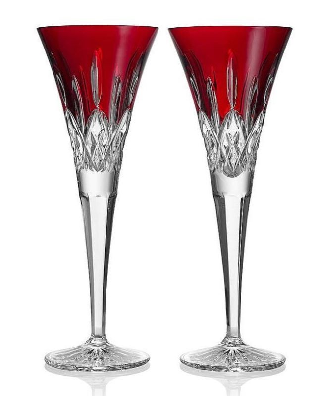 Waterford Crystal Lismore Red Toasting Flutes 170ml - Set of 2