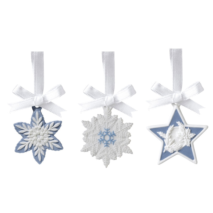 Wedgwood 2022 Christmas Mini Charms Snowflakes and Stars Set of 3 Ornaments